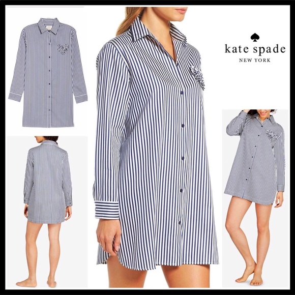 KATE SPADE SIGNATURE STRIPED HEART SLEEP SHIRT - Picture 8 of 8